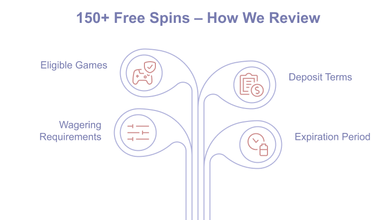 Infographic: How we rate casinos with 150+ free spins β wagering requirements, expiry period, eligible games, deposit T&Cs for no-deposit offers